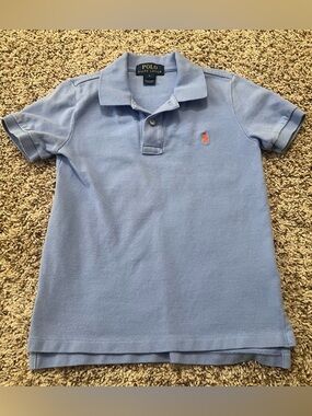Polo by Ralph Lauren Boys Sky Blue Polo with Orange Pony Size 6